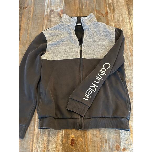 Calvin Klein Letter Block Logo Mens Full Zip Sweatshirt Size Medium Track Jacket - Picture 1 of 10